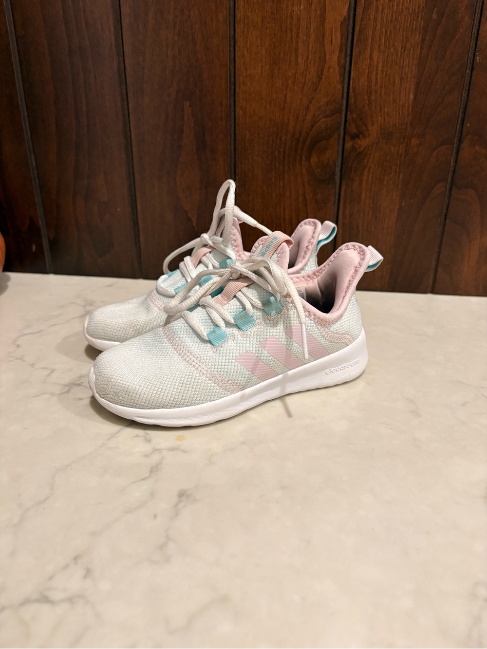 Adidas Cloudfoam Girls 11K Pink Aqua White Sneakers